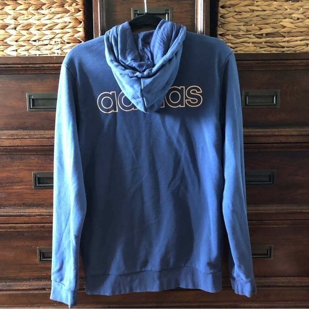 Adidas blue full zip sweatshirt hoodie jacket in size M - Picture 2 of 8